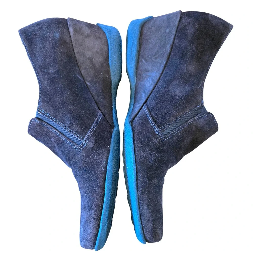Aquatalia Chic Marvin K‎ Espresso Suede Weatherproof Wedge Booties Womens 8 B